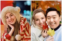 'Bà bầu' Diễm Hương rạng rỡ đón Giáng sinh sớm