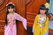 Cặp song sinh nhà Vân Trang hóa chị Hằng dịp Trung thu