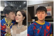 Con trai Lê Phương trổ tài nấu ăn mừng thành tích của mẹ