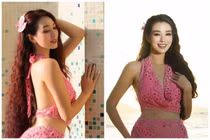 Khánh My khoe vóc dáng đồng hồ cát với bikini và váy lưới