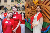 Hai hoa hậu cao nhất showbiz gây chú ý trong buổi tổng duyệt diễu binh A80