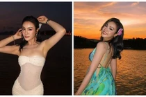 Á hậu Hoàn vũ Việt Nam Thủy Tiên khoe vẻ quyến rũ trên biển
