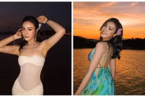 Á hậu Hoàn vũ Việt Nam Thủy Tiên khoe vẻ quyến rũ trên biển