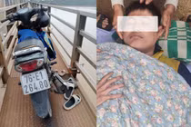 Bàng hoàng cảnh người đàn ông ôm 2 cháu bé nhảy cầu