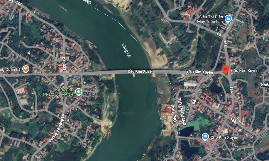 Vị trí phát hiện vật liệu nghi lựu đạn, mìn cách cầu Kim Xuyên khoảng 2km. Ảnh chụp màn hình screen-shot-2025-12-16-at-100926-am.png