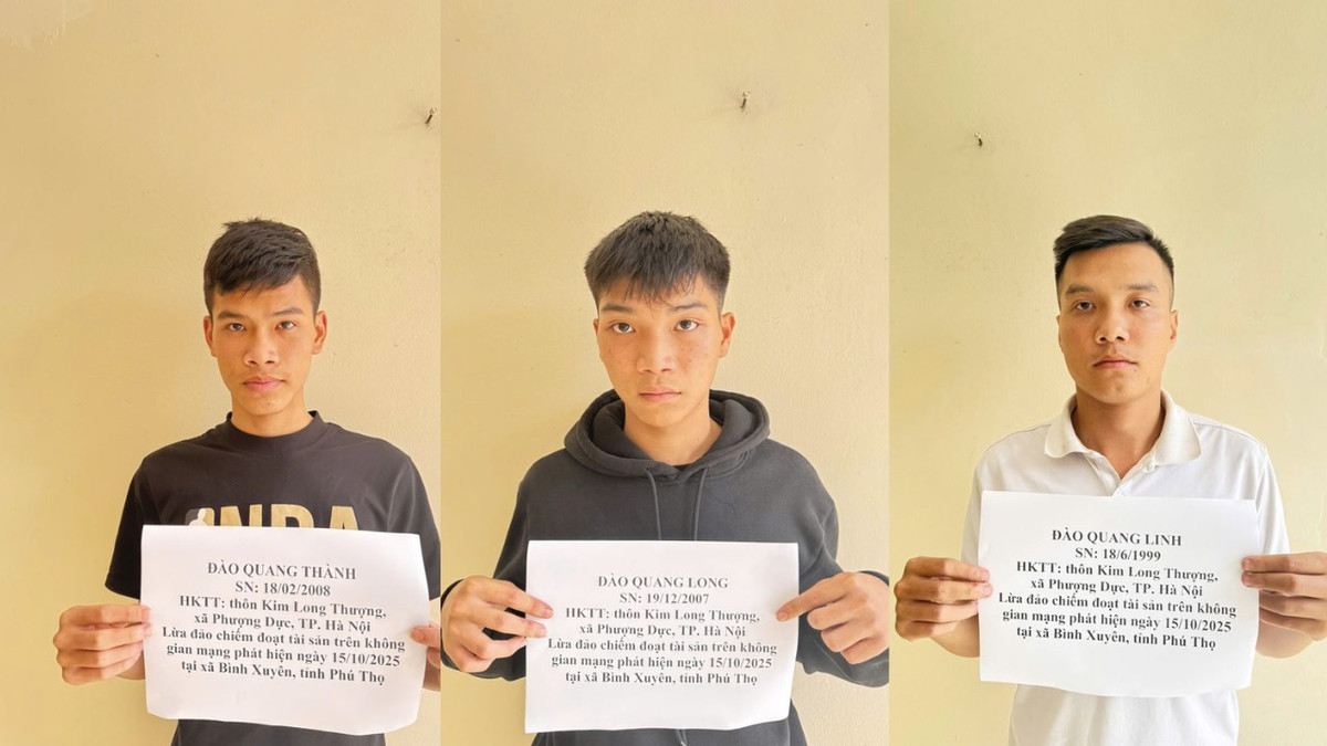 Các đối tượng tại cơ quan công an. Ảnh: CA hiuhsdi.png