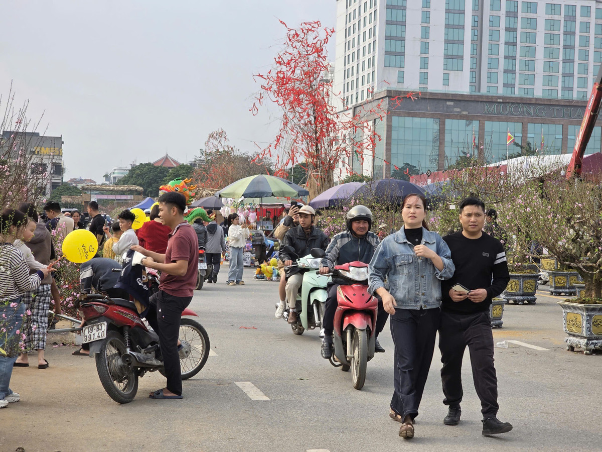 Ghi nhận tại khu vực chợ hoa Tết Thanh niên (quảng trường Hùng Vương), dòng người đổ về khu vực quảng trường và các gian hàng ngày một đông, tạo nên khung cảnh rộn ràng, ấm áp đặc trưng của những phiên chợ cuối năm.