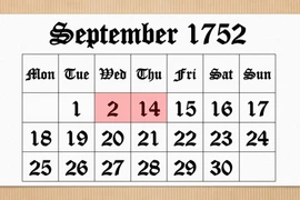 Vì sao nước Anh 'bốc hơi' 11 ngày trong tháng 9/1752