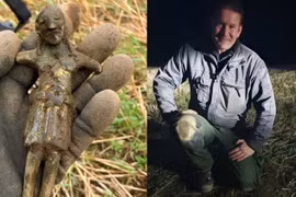 Đang dò kim loại, bất ngờ đụng trúng tượng Chúa Jesus 800 tuổi