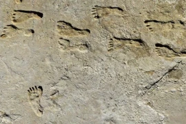 Lòng hồ khô cạn để lộ hàng chục dấu chân người kỳ lạ