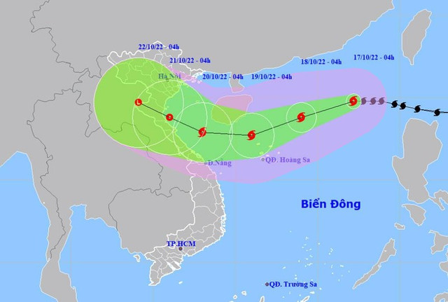 Bão số 6 giật cấp 14 cách quần đảo Hoàng Sa 720km Bao so 6 giat cap 14 cach quan dao Hoang Sa 720km