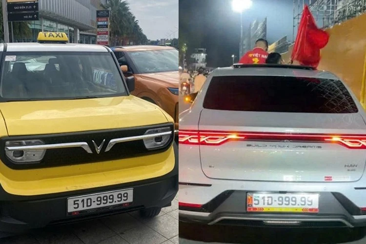 Biển "ngũ 9 hơn 4 tỷ" trên Vinfast VF3 của Huấn hoa hồng gắn lên BYD Han?