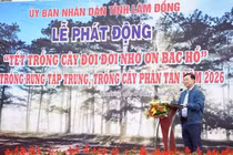 Chủ tịch UBND tỉnh Lâm Đồng Hồ Văn Mười phát động lễ trồng cây.
