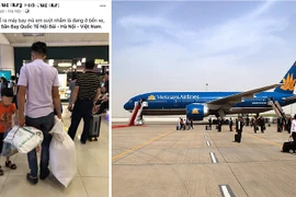 Không có vali, 2 bố con dùng bao tải đựng hành lý khi đi máy bay gây tranh cãi