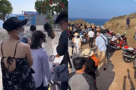 Đảo Phú Quý quá tải dịp nghỉ lễ, 1 người chụp tá người nhìn