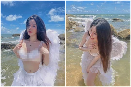 Diện style lạ đời đi biển, hot girl Sài thành được khen nức nở