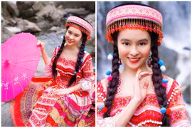 Xuất hiện nữ thần mặc đồ thổ cẩm đẹp như tranh vẽ