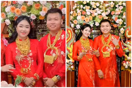 Gia thế “khủng” cặp đôi gồng mình đeo vàng ngày đám cưới