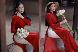 Diện áo dài đỏ, nữ gymer Phan Thiết khoe đường cong tuyệt mỹ