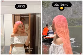 Nhuộm tóc hồng, “hot girl bắp cần bơ” gặp ngay tai nạn sống ảo