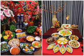Chị em “đảm” khoe mâm cỗ cúng ông Táo, dân mạng ngưỡng mộ