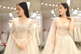 Bồ cũ Quang Hải diện váy cưới, nhan sắc được netizen khen hết lời