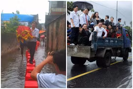 1001 cảnh rước dâu siêu hài hước trong đám cưới mùa mưa lụt