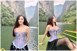 Check in sông Nho Quế, hot girl Đồng Nai khoe vòng 1 “khủng“