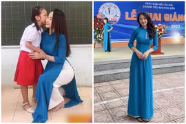 Diện áo dài ngày khai giảng, cô giáo tiểu học được khen hết lời