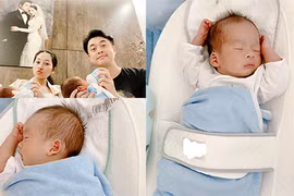 Vợ kém 13 tuổi của Dương Khắc Linh khoe rõ mặt hai con trai