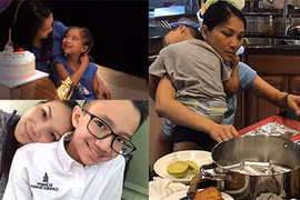 Loạt ảnh bình dị của ca sĩ Hồng Ngọc bên 3 nhóc tì