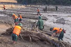Bộ đội, công an dầm mình trong bùn đất tìm kiếm nạn nhân ở Làng Nủ