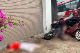 Xe khách gây tai nạn liên hoàn ở Bắc Giang, 1 người tử vong 