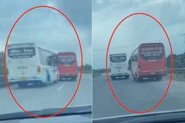 2 xe khách đánh võng, chèn ép nhau trên cao tốc