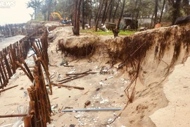 Sóng đánh sập dãy nhà dân, trơ gốc phi lao ven biển Hội An 