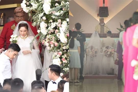 Bảo Thy và chồng đại gia làm lễ cưới ở nhà thờ, an ninh siết chặt