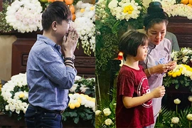 Long Nhật bật khóc, Thúy Nga đưa con gái đến viếng nghệ sĩ Anh Vũ