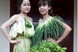 Trang phục từ rau siêu độc của nhóm bạn trẻ Vĩnh Phúc 