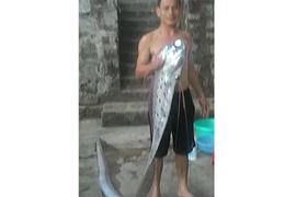 Bất ngờ bắt được ‘thủy quái’ lạ dài 3m, màu óng ánh, có râu