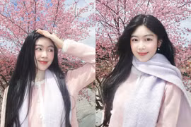 Con gái Quyền Linh khoe nhan sắc gây thương nhớ trong vườn hoa đào