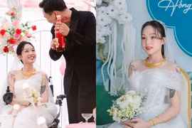 Chuyện tình cổ tích đời thực: cô dâu ngồi xe lăn vào lễ đường
