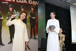 Rapper “Pháo xinh” diện áo dài, mái tóc cực chất tại gala Sao Nhập Ngũ