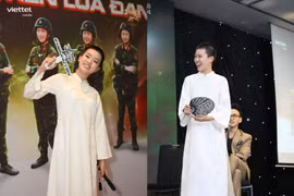 Rapper “Pháo xinh” diện áo dài, mái tóc cực chất tại gala Sao Nhập Ngũ