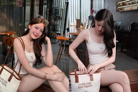 Hot girl Tăng Mỹ Hàn diện mẫu quần siêu ngắn khoe đôi chân dài