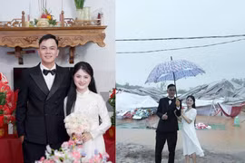 Cô dâu chú rể viral MXH khi chụp ảnh với rạp cưới đổ sập