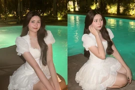 Hạt dẻ tổ chức sinh nhật bên bể bơi, nhan sắc nổi bần bật