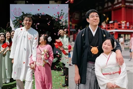 Đám cưới cô dâu 1m46 cưới chồng Nhật 1m93 gây xôn xao MXH