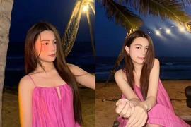 Con gái út MC Quyền Linh khoe vẻ đẹp ngọt ngào bên bờ biển