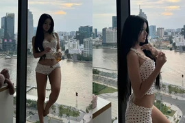 Tiktoker Xuân Ca diện đồ ngủ nhỏ xíu khoe dáng bên “view triệu đô“