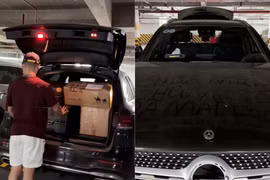 Xe Mercedes Quang Hải bị “chôm” mất logo, Chu Thanh Huyền than trời